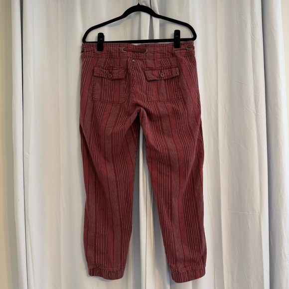 PrAna Steph Linen Blend Jogger Pants Red Raisin Stripe Women’s 10 - Picture 3 of 7